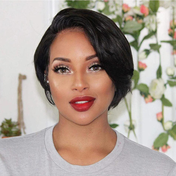 Short Wig Straight Pixie Cut Wig Human Hair Bob Wig