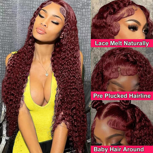 Curly #99J / Burgundy 13x6 Lace Front Wig