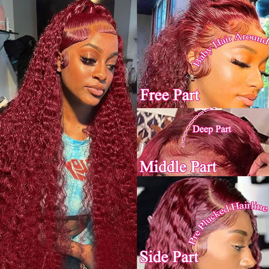 Curly #99J / Burgundy 360 HD Lace Wig