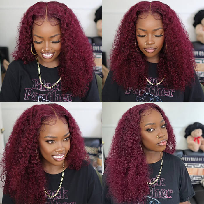 Curly #99J / Burgundy 13x4 Lace Front Wig