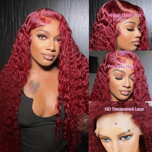 Curly #99J / Burgundy 13x4 HD Lace Wig