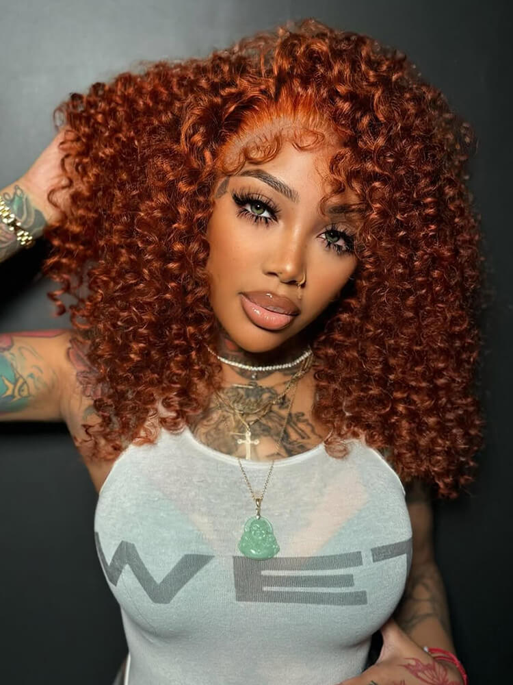 Cooper Color Wand Curl 13x4 Lace Frontal Curly Human Hair Wig
