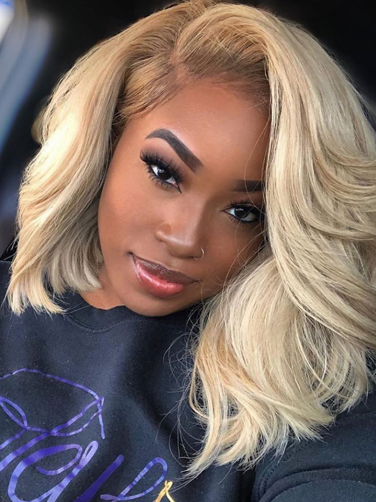 Glueless Layered Cut Ombre Blonde 5*7 Ready To Go Wig Human Hair Short Bob
