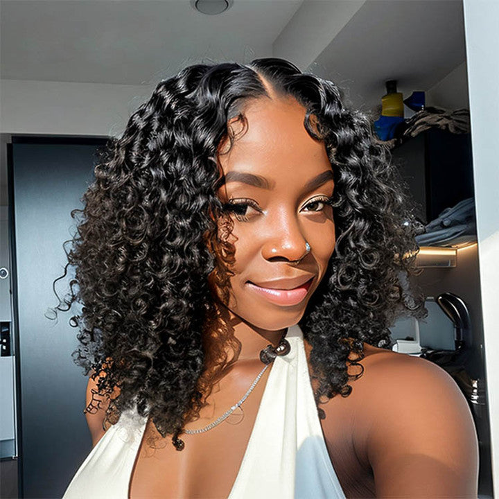 Water Wave Short Bob Wigs Natural Looking Short Wigs Bob Lace Wig