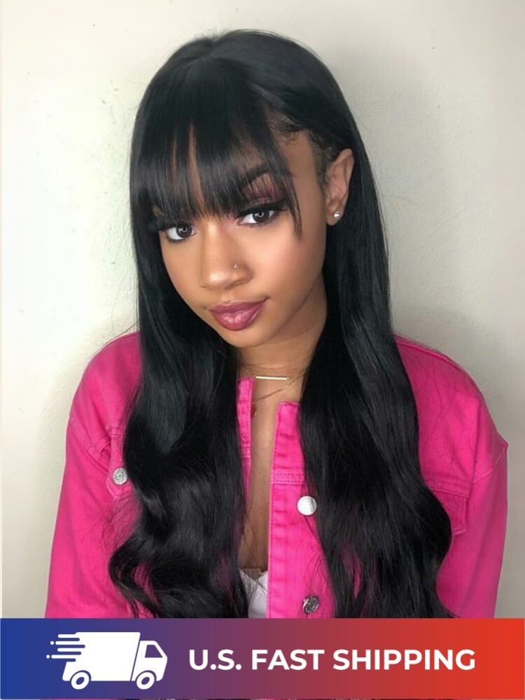 Ready To Go Loose Body Wave Wigs With Bangs Transparent Lace Closure Wigs