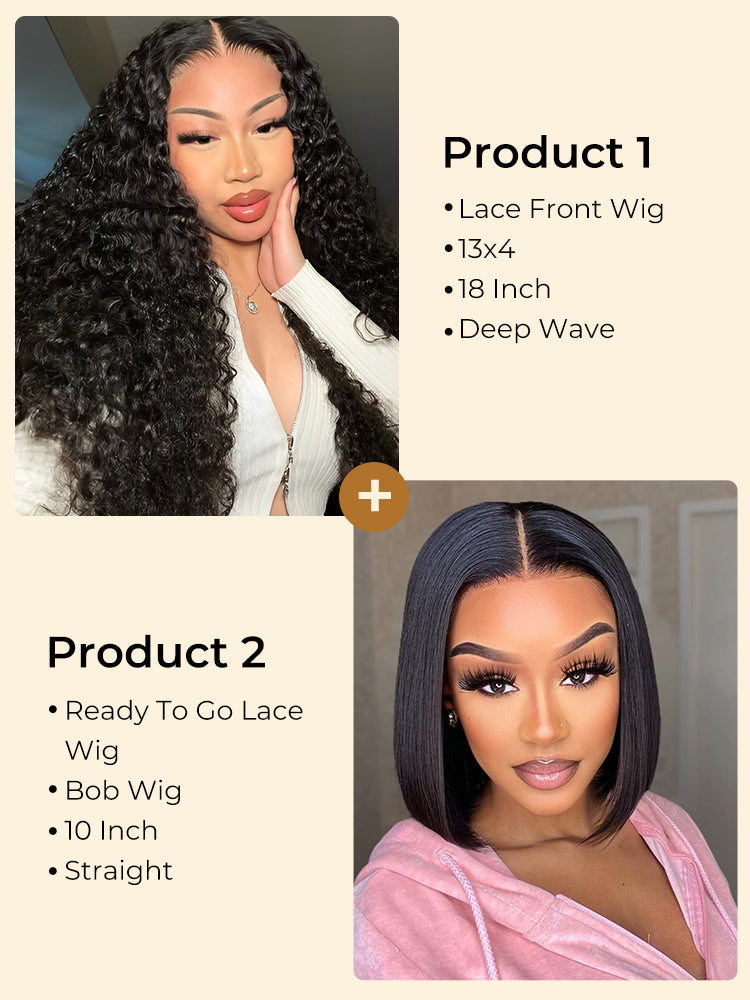 2 Wigs $199 for 13x4 Lace Front Wig and Bob Wig