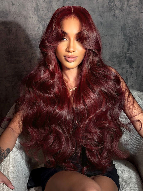 Angora Red Wavy Hair 13*6 Frontal Wig with Layered Cuts