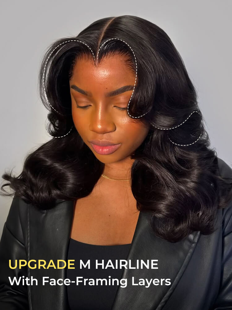 M Hairline Body Wave Layered Cut 6x8 Glueless Lace Wig Ready To Wear