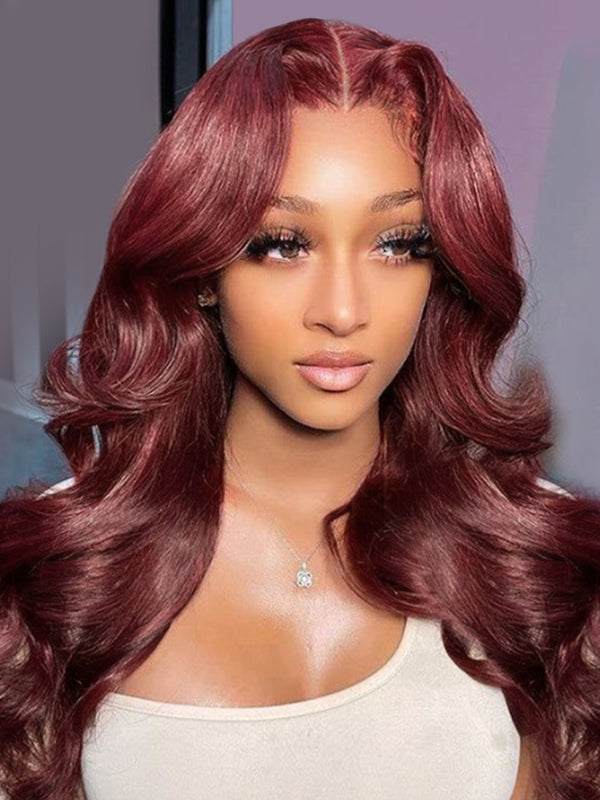 Premium Cherry Cola Red Hair Trendy Colored Human Hair Wigs