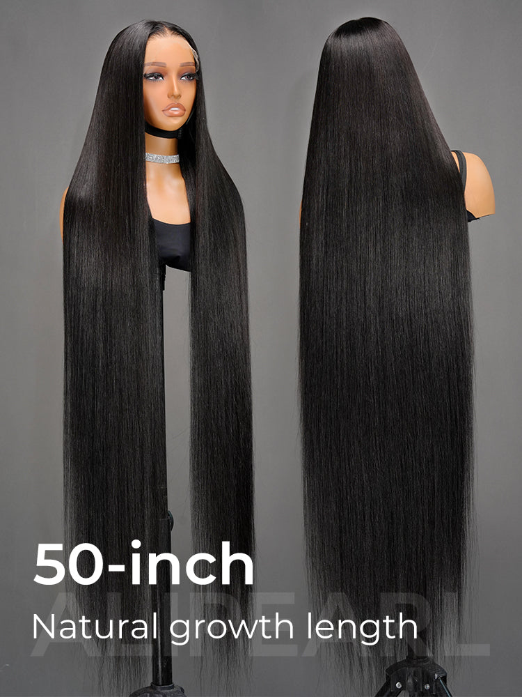 Super Long Wig 50 Inches 300% Density Straight 13x6 HD Lace Frontal Human Hair Wigs