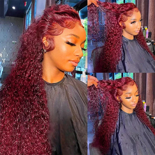 Curly #99J / Burgundy 13x4 Lace Front Wig