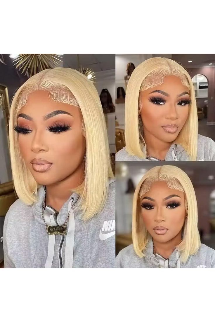 M Hairline Blonde Highlighted Bob 13x6 Lace Frontal Wig Ready To Go