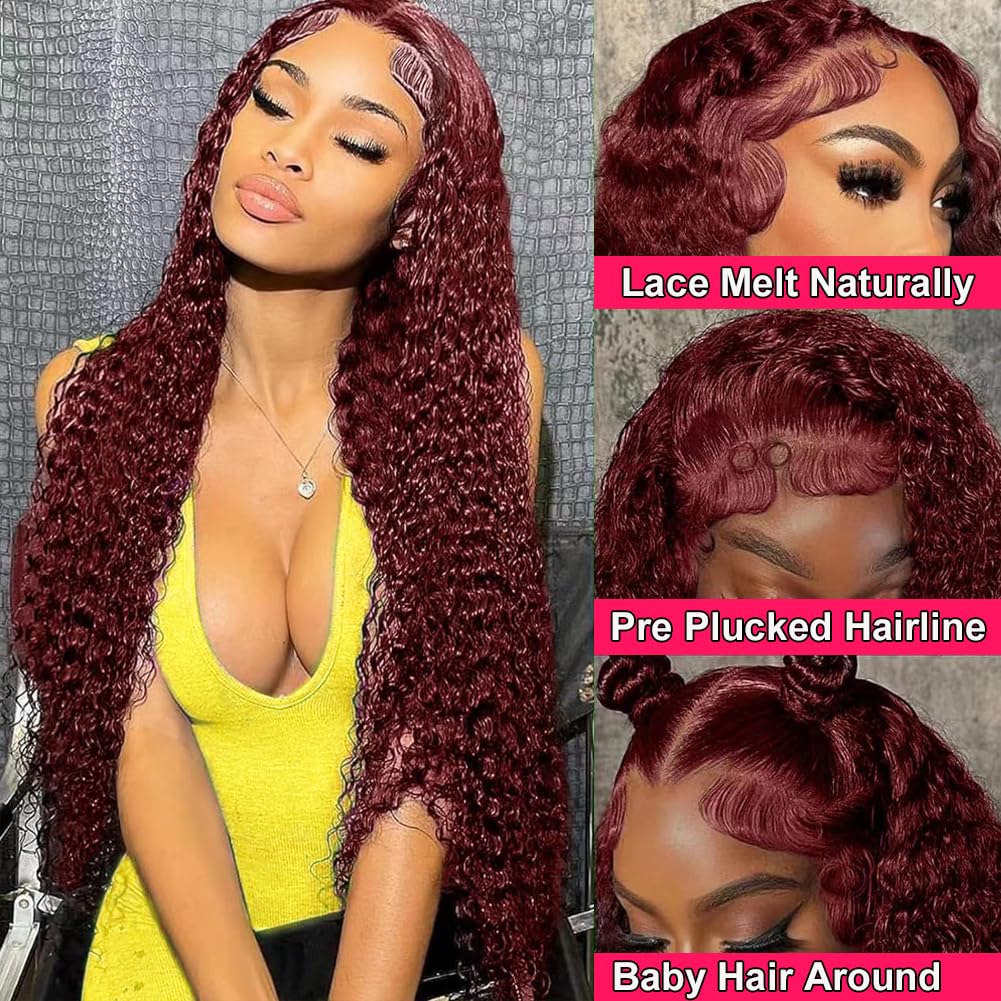 Curly #99J / Burgundy 13x6 Lace Front Wig