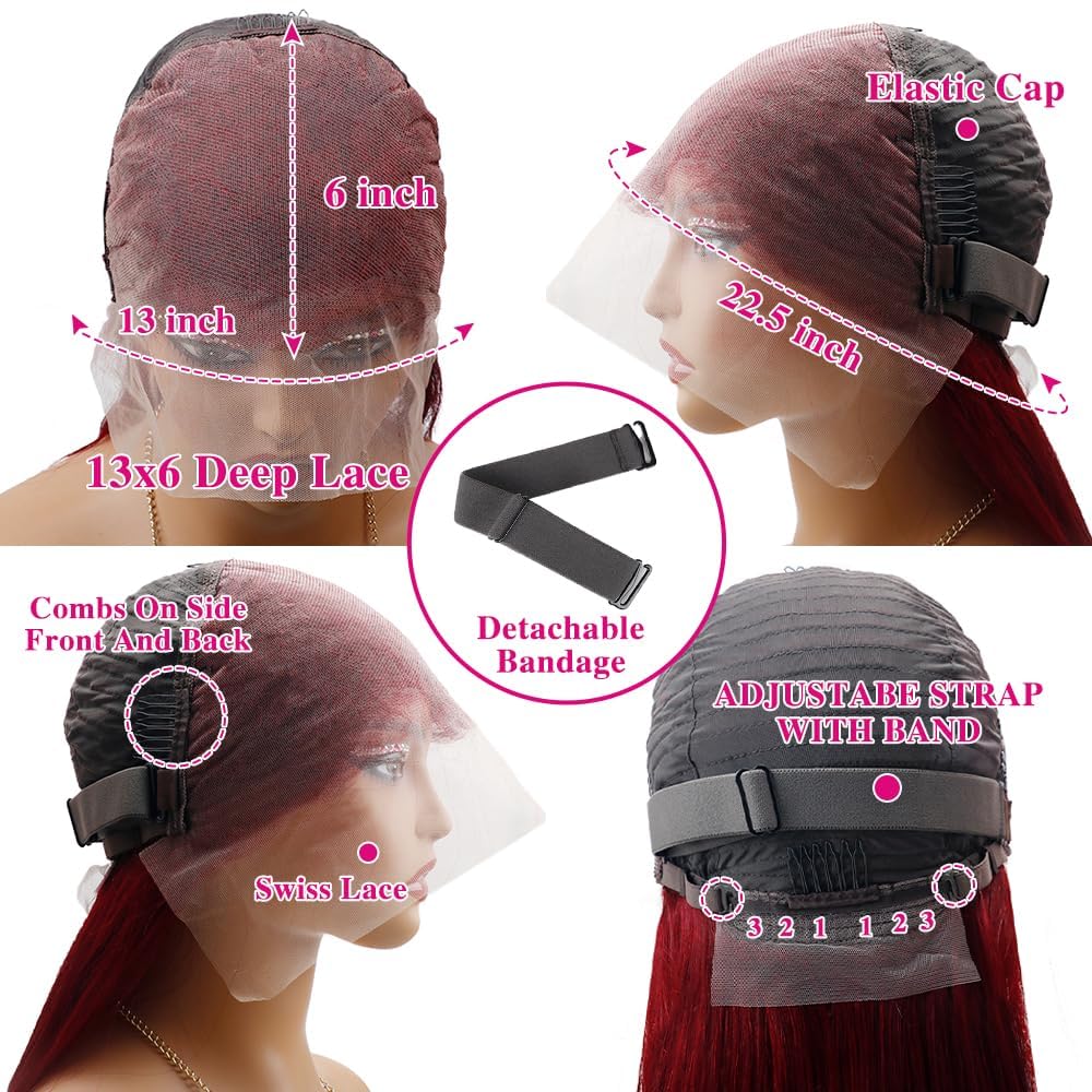 Straight #99J / Burgundy 360 HD Lace Wig