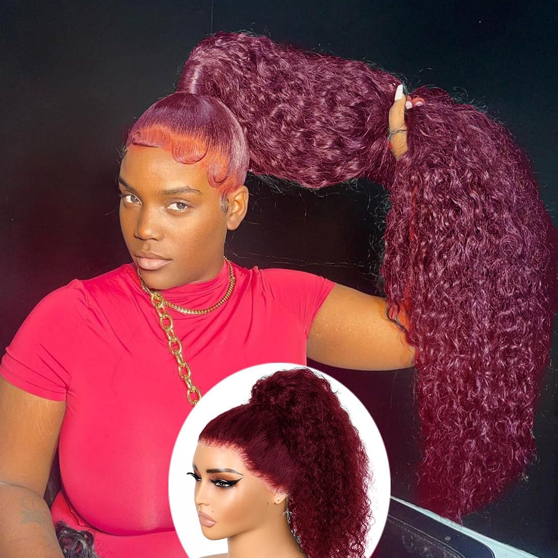 Curly #99J / Burgundy 360 Lace Front Wig