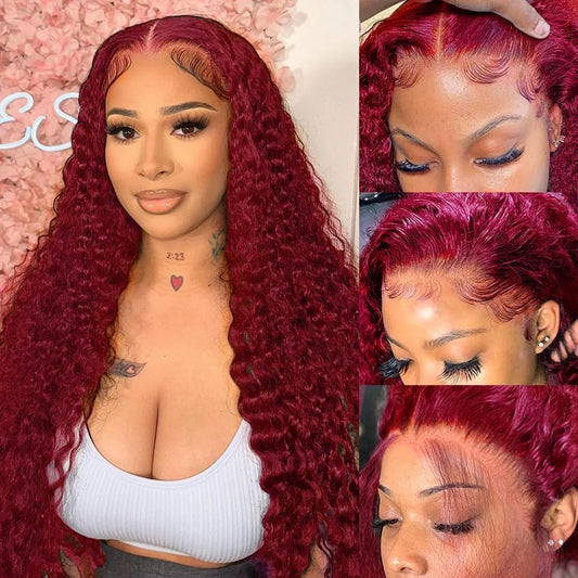 Curly #99J / Burgundy Full Lace Front Wig