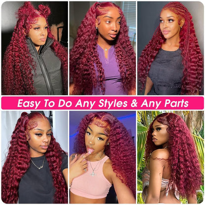 Curly #99J / Burgundy 360 Lace Front Wig
