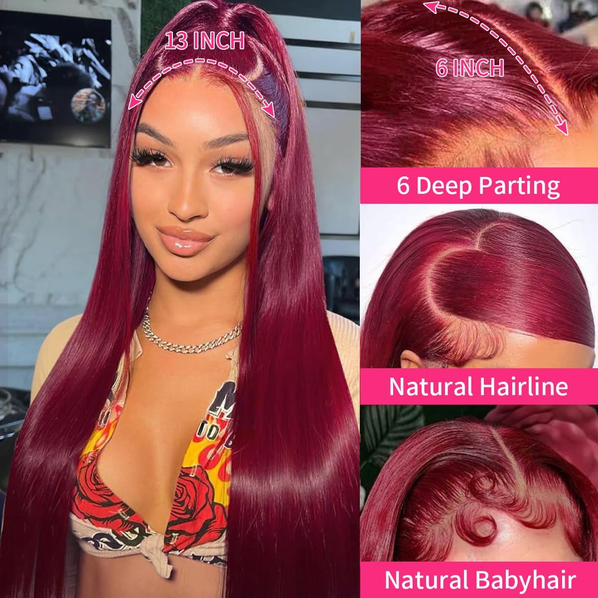 Straight #99J / Burgundy 360 HD Lace Wig