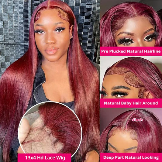 Straight #99J / Burgundy Full HD Lace Wig