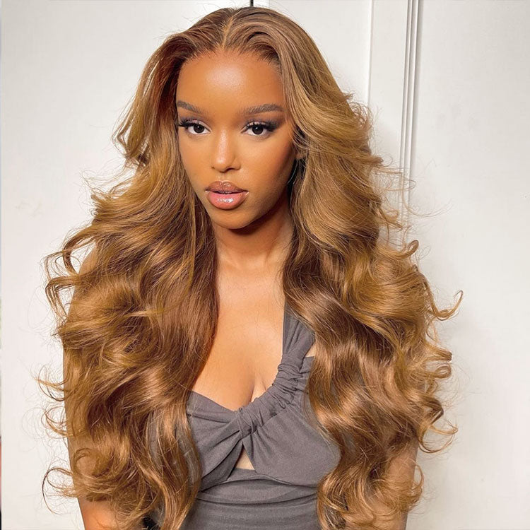 #8 Ash Brown Wig Straight Hair Body Wave Natural Human Hair Wig