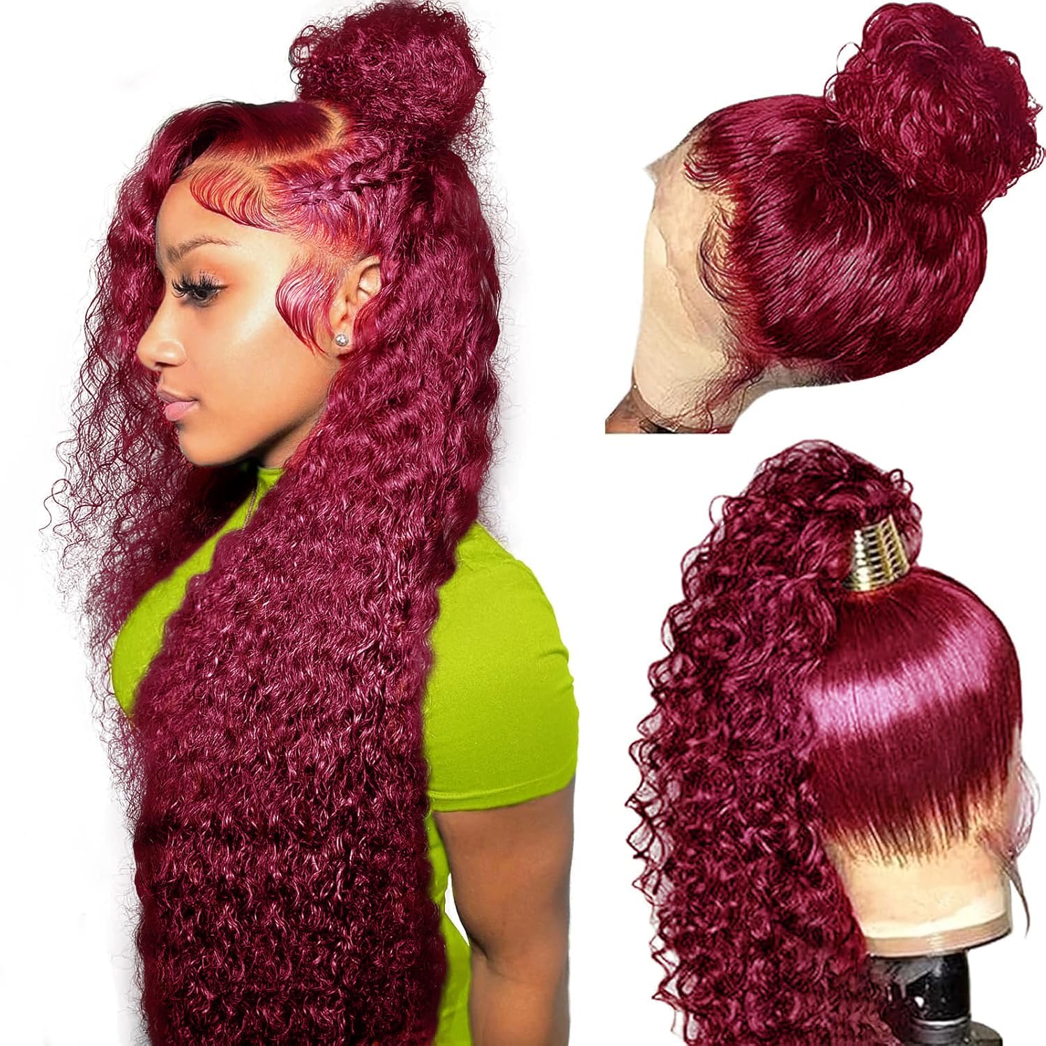 Curly #99J / Burgundy 360 Lace Front Wig