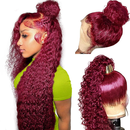 Curly #99J / Burgundy 360 Lace Front Wig