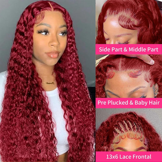 Curly #99J / Burgundy Full Lace Front Wig