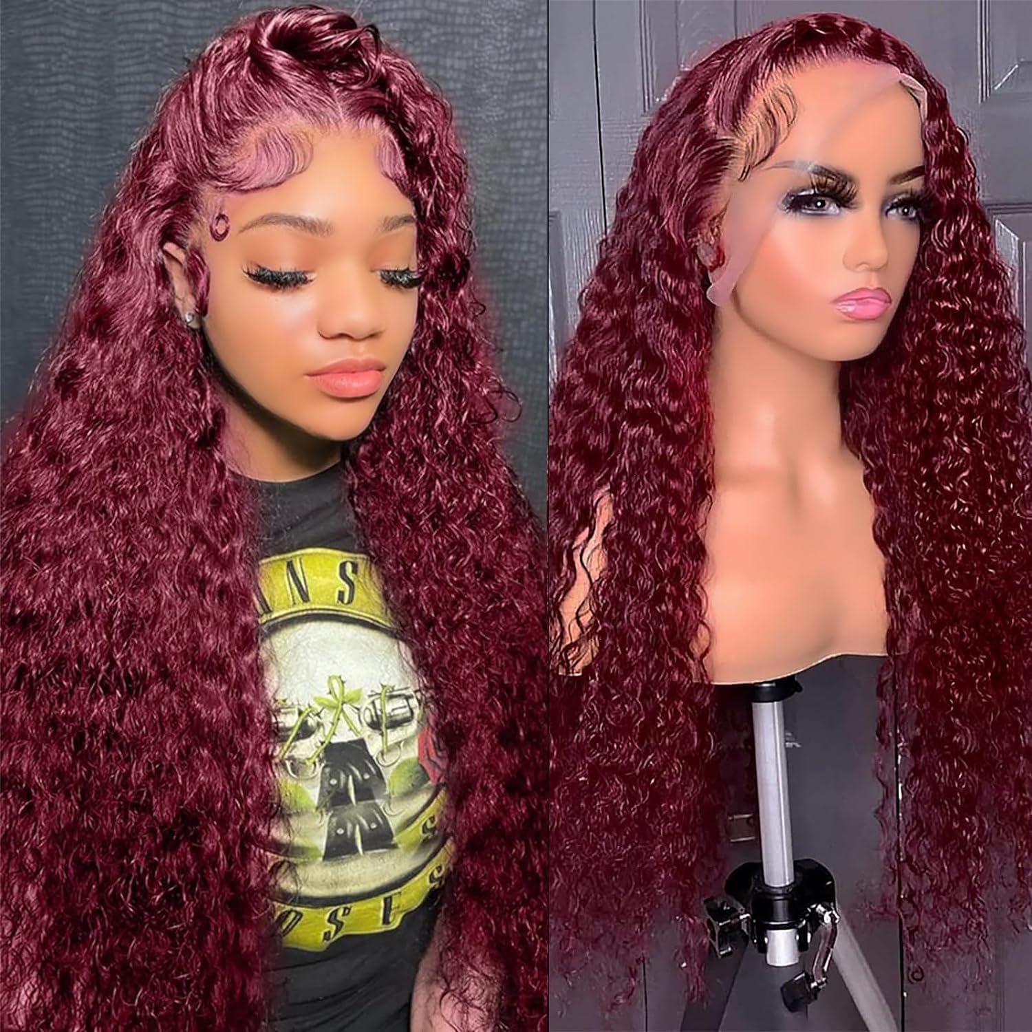 Curly #99J / Burgundy 13x6 Lace Front Wig