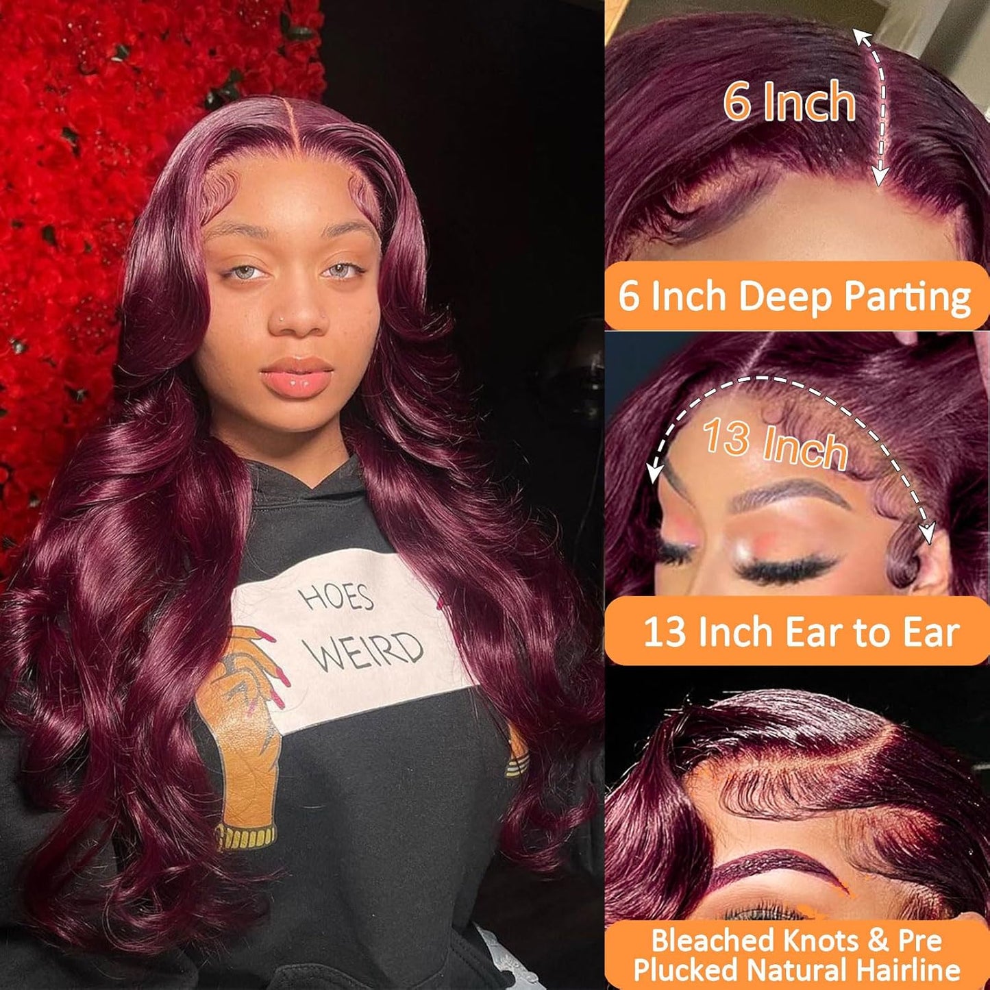 Body Wave #99J / Burgundy 13x6 Lace Front Wig