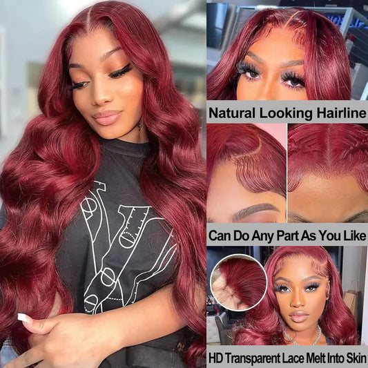 Body Wave #99J / Burgundy 13x4 Lace Front Wig