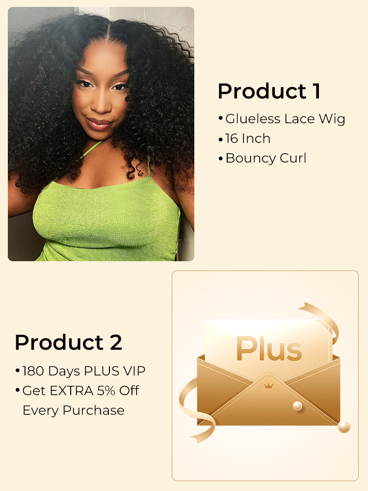 $99 for 16'' Gluelss Wig+180 Days PLUS VIP Extra 5% off