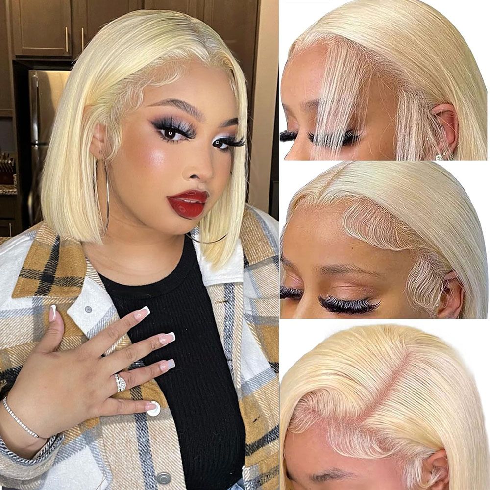 Blonde Highlighted Bob Wig with M Hairline – 13x6 Lace Frontal, Ready to Wear | Glemae