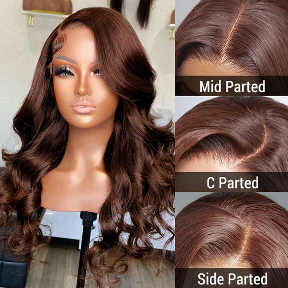 Side Part Loose Body Wave Wig | 13x6 HD Lace Front | Chocolate Brown Human Hair | Glemae