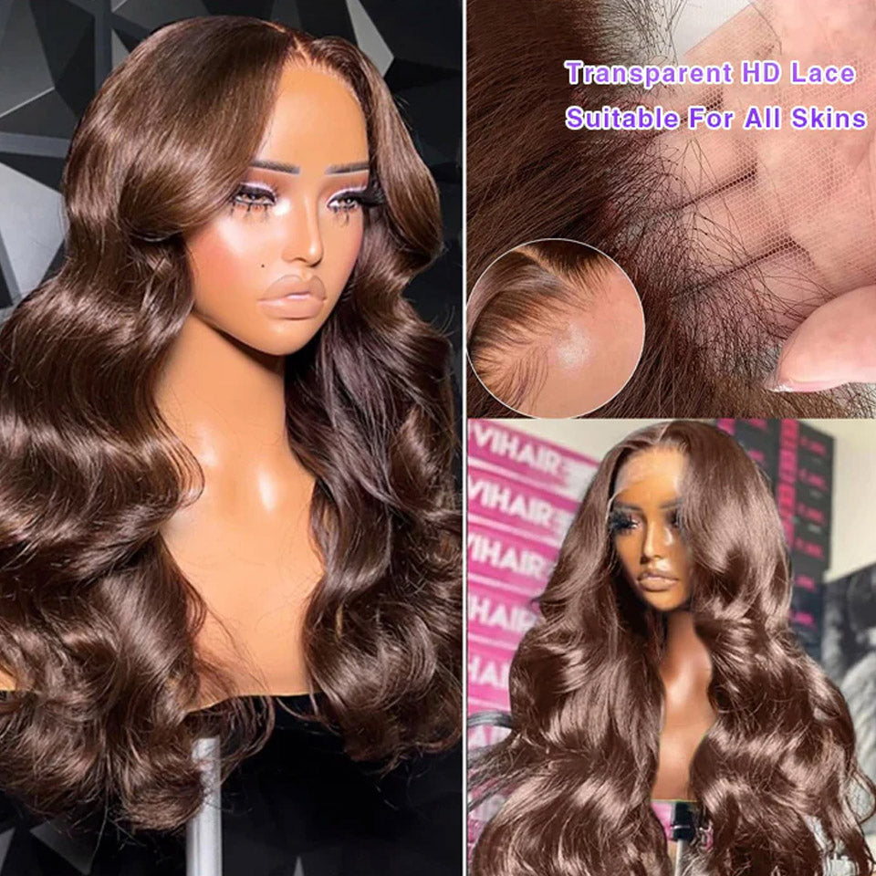 Side Part Loose Body Wave Wig | 13x6 HD Lace Front | Chocolate Brown Human Hair | Glemae