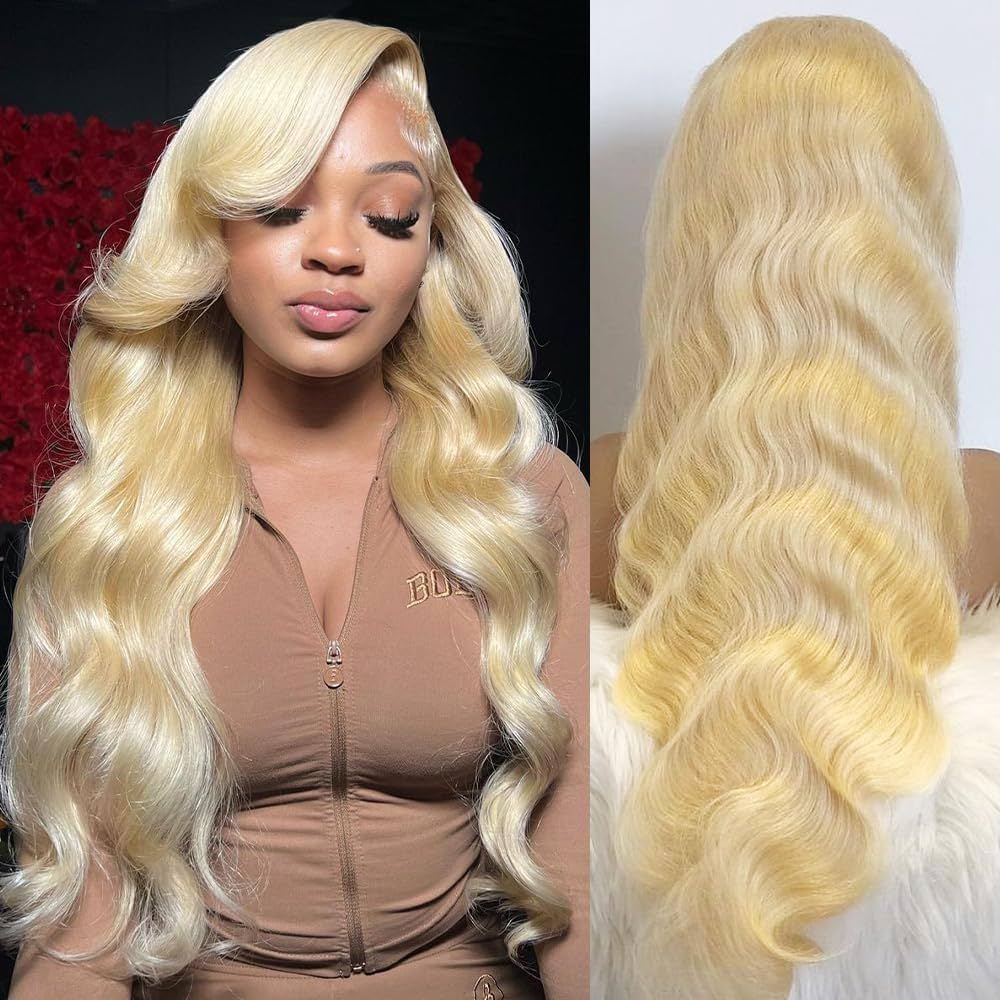 Ready to Wear Ombre Blonde Wig with Brown Roots & Highlight Stripes – Pre-Plucked Lace Front | Glemae