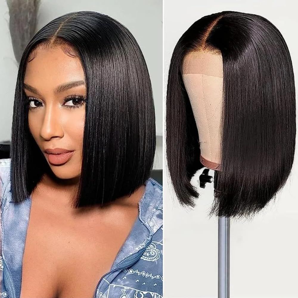 Glueless Short Bob Straight Human Hair Lace Front Wig For Women | Glemae