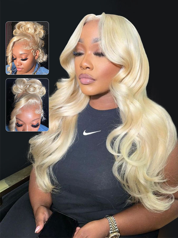 Blonde 360 Lace Wig Human Hair Glueless Body Wave With Invisible Strap