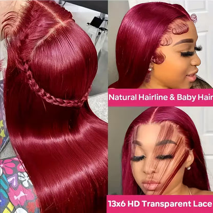Straight #99J / Burgundy 13x6 Lace Front Wig