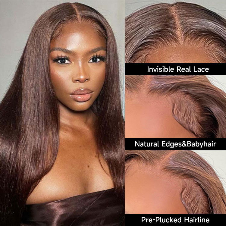Chocolate Brown 5x5 HD Lace Closure Wigs Human Hair Colored Wigs
