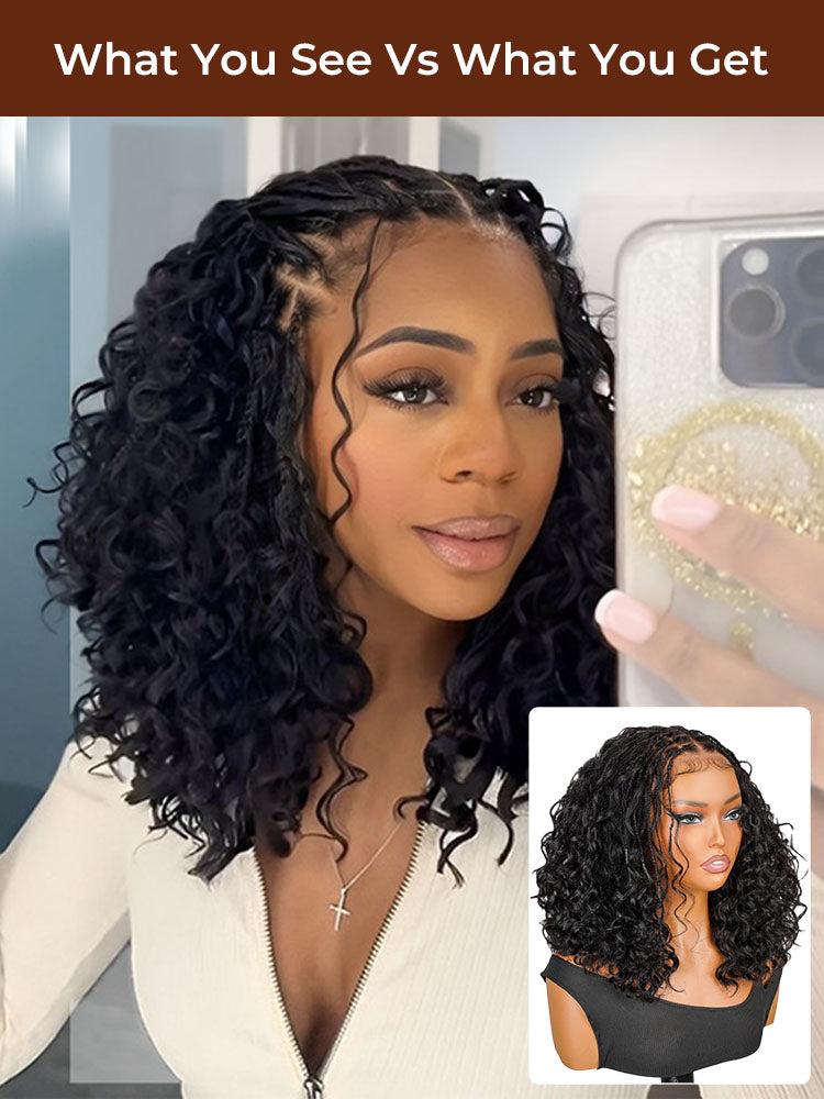 Boho Bob Knotless Braids 250% Density 13×6 Glueless Wig Ready To Go