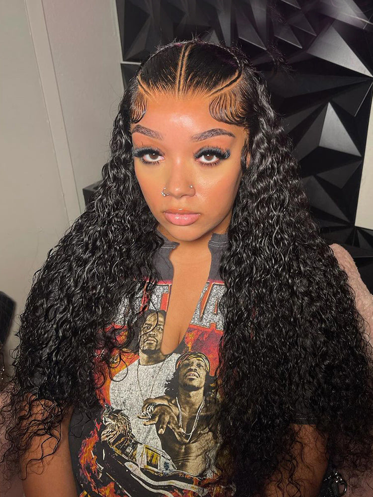 Pre Styled Human Hair Wigs Water Wave 13*4 Lace Ready To Go Wigs