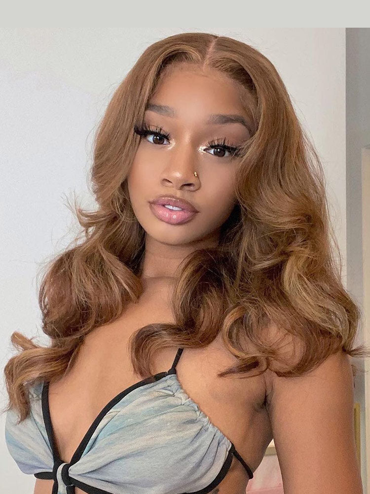 Color #6 Medium Brown Hair Glueless Lace Frontal Wigs Chestnut Brown Hair Wig