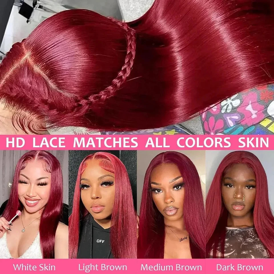 Straight #99J / Burgundy Full Lace Front Wig