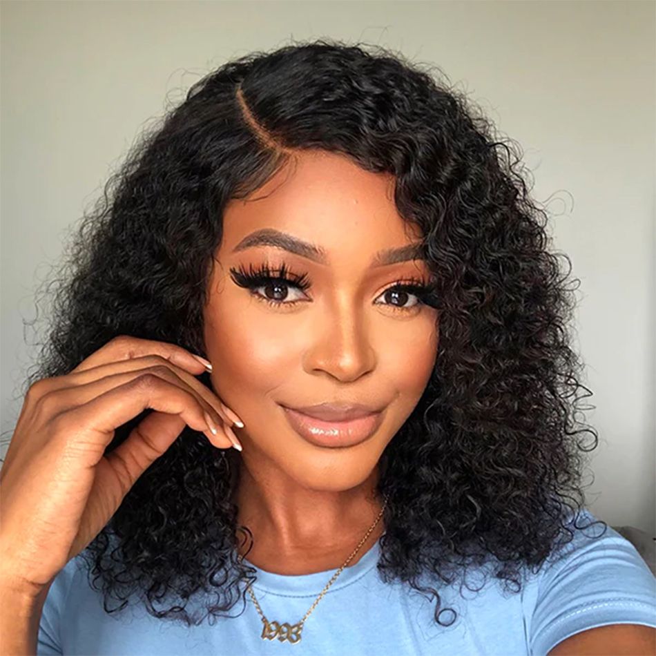 Natural Looking Water Wave Short Bob Wig - Glueless Human Hair Lace Front | Glemae