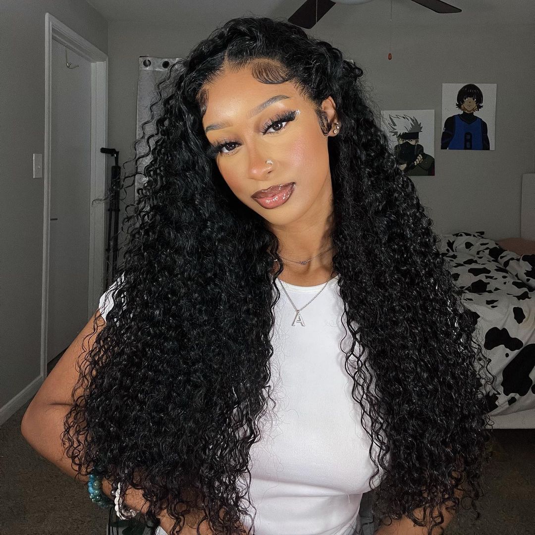 Deep Wave 100% Human Hair HD Lace Front Wig - Swiss Lace & Curly | Glemae