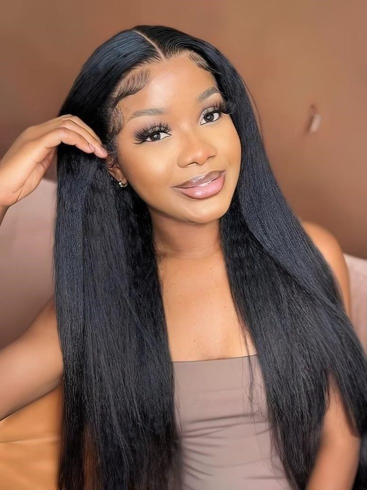 Kinky Straight U Part Wig - Brazilian Human Hair Yaki Texture | Glemae